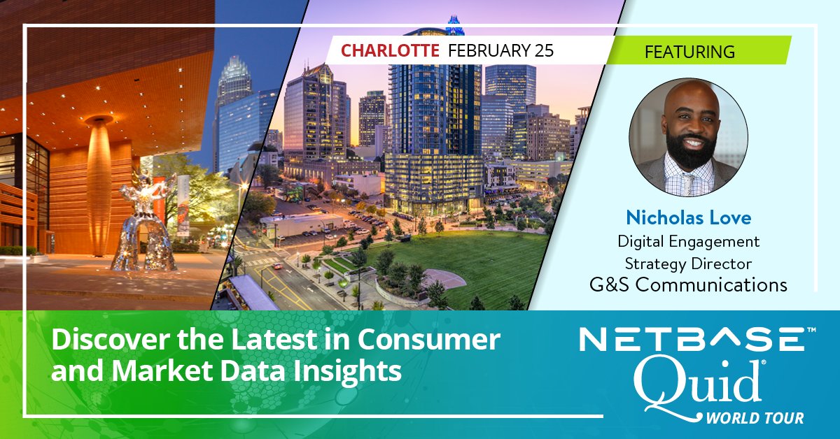 quid_official's tweet photo. LAST CHANCE to RSVP for the #NetBaseQuidTour in #Charlotte on Tuesday (2/25) - https://t.co/nR5sspFS6C.

Learn from industry expert @NicholasJLove of @gs_comms as he presents "Social Media Intelligence vs. Listening. What’s the Difference and Why Does It Matter?" https://t.co/SB3esR2EpA