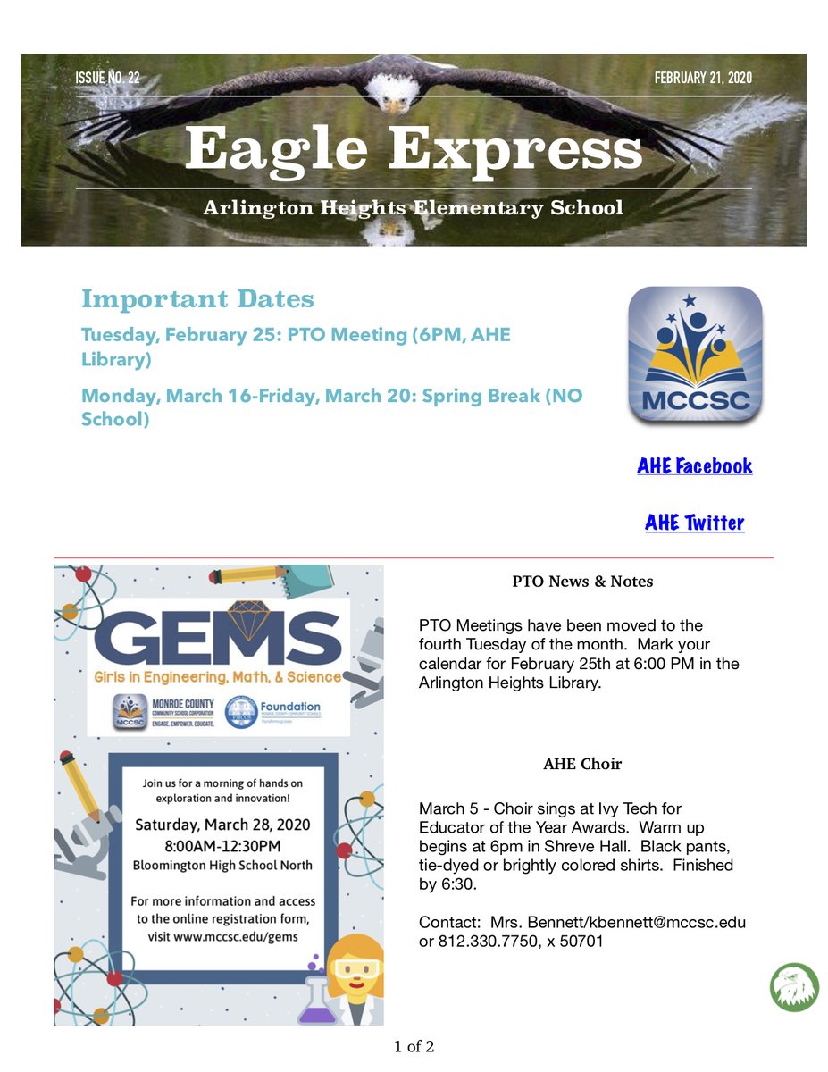 AHEeagles's tweet photo. Eagle Express - Issue No. 22 - February 21, 2020:
https://t.co/taJnQPFV3O https://t.co/Seyd6QPx3e