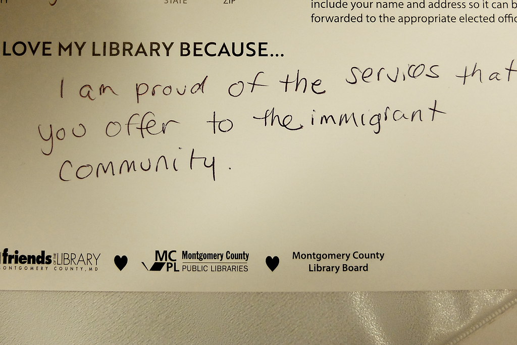 MCPL_Libraries's tweet photo. Check out some of the lovely "Library Lovers Month" messages we've received from #OlneyLibrary. https://t.co/SKQBqXZzdl
This one reads, "I am proud of the services that you offer to the immigrant community."
Keep your postcards coming! https://t.co/zb6YuN2CO9