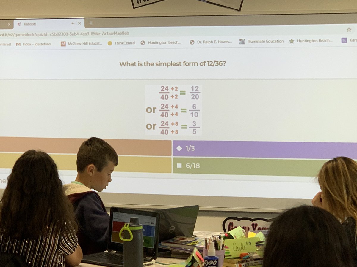 Haweselementary's tweet photo. This @GetKahoot requires some thinking! #reduceit #simplestform #behawesome #hawesnation https://t.co/q82Jo8R3IB