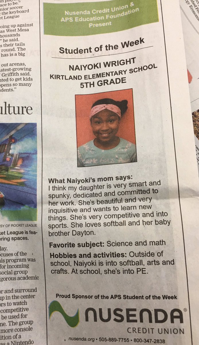Our Kirtland Students really Soar! Congratulations Naiyoki Wright! #proudprincipal🥰❤️🦅 @APSLZ1 <a href="/ABC_Partnership/">ABC Community School</a> <a href="/APS_FE/">APS: Family Engagement</a>