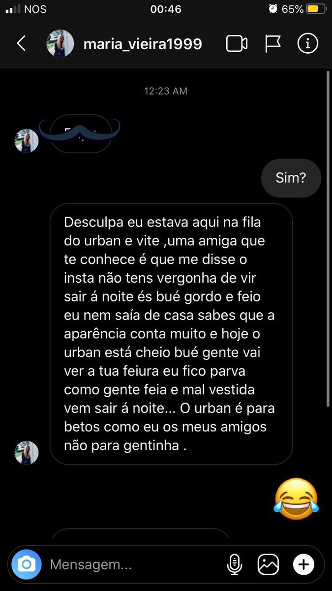 sebasarede's tweet photo. Podem denunciar esta/este cobarde que enviou isto a um amigo meu ontem? É um nojo sem igual. Filho/a da puta. 
O insta é @maria_vieira1999 https://t.co/8QvFkL7RoD