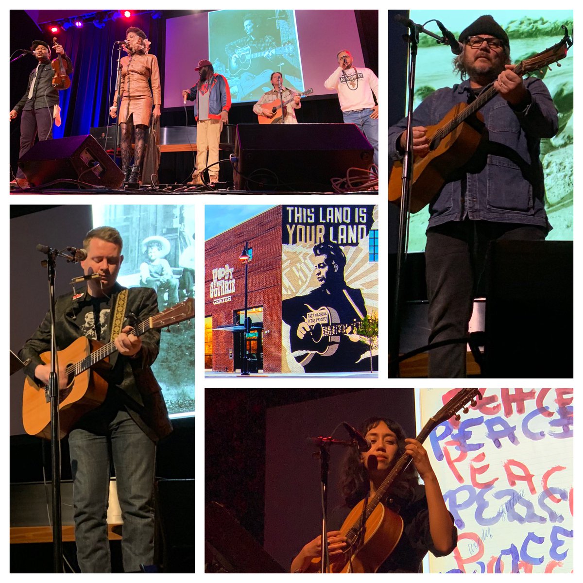 In celebration of Woody Guthrie and his anthem  “This Land is your Land” which was written 80 years ago (Clockwise: Gangsatgrass, Jeff Tweedy, Haley Heynderickx and John Fulbright)