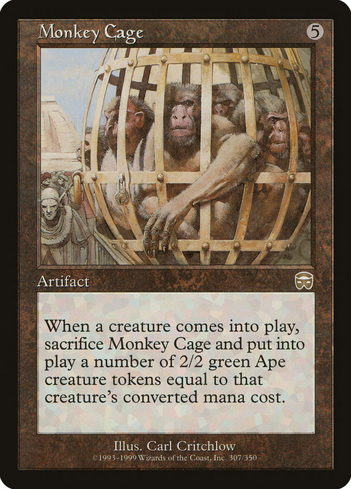 DailyMTGcards's tweet photo. Card name: #MonkeyCage
Card type: Artifact
Edition: Mercadian Masques (MMQ) Nº 307
#MTG #MagictheGathering #MTGArena #EDH https://t.co/mvMzEhr6Hi