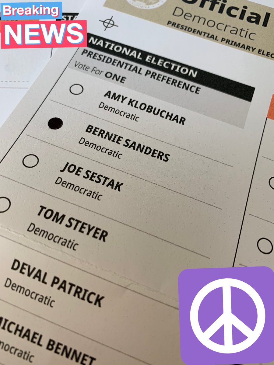 VirginiaInCal's tweet photo. The Deed Is Done !
I completed and mailed out my ballot for Bernie.
I hope Berners throughout the state do the same to avoid voting electronically.
#MondayMotivaton #BallotsForBernie #Bernie2020 #IVotedForBernie #CAPrimary https://t.co/kTnPPdz0Dk