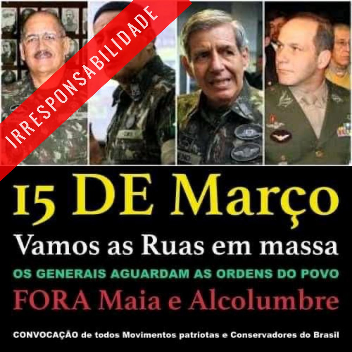 GenSantosCruz's tweet photo. IRRESPONSABILIDADE
Exército Brasileiro -  instituição de Estado, defesa da pátria e garantia dos poderes constitucionais, da lei e da ordem. Confundir o Exército com alguns assuntos temporários de governo, partidos políticos e pessoas é usar de má fé, mentir, enganar a população. https://t.co/C89Uvt8gU0