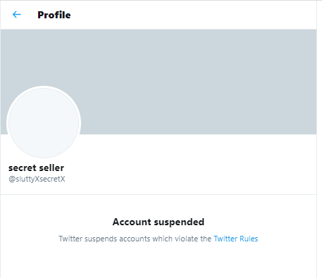 Looks like  #OnBlast Underaged Scammer  @sluttyXsecretX has been SUSPENDED AGAIN!Thank you again to everyone who helped file a report!Account  @sexxysinnner is still up, please  #REPORT that one as well & keep a lookout for her inevitable new account!DM if you find it!
