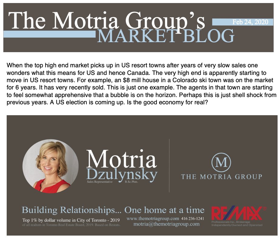 themotriagroup's tweet image. The Motria Group&apos;s Market Blog: When the top high end market picks up in US resort towns...

For more info: themotriagroup.com/the-motria-gro…

#realestate #marketblog #housingtrends #toronto #torontorealestate #torontorealtor #torontomarket #blog