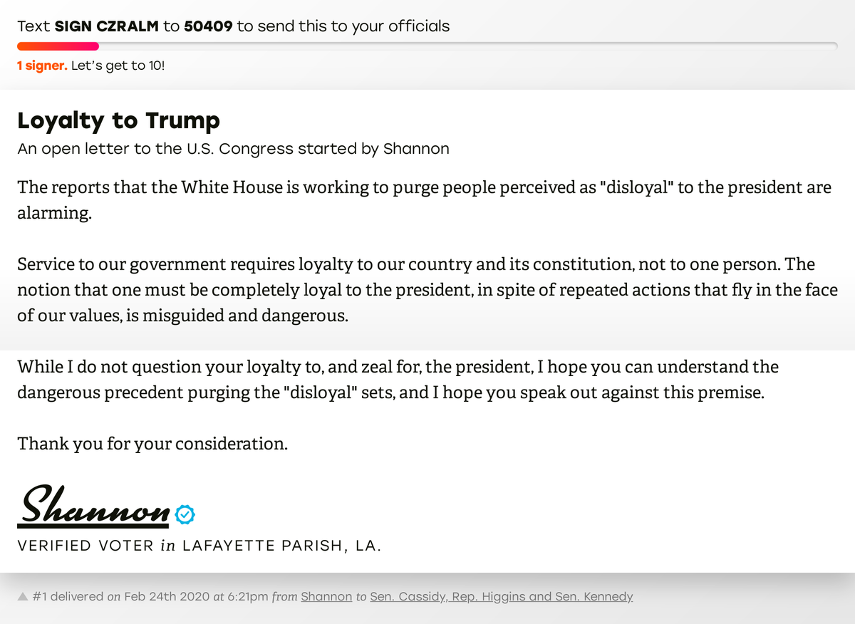 openletterbot's tweet photo. 📬 I just delivered this letter from Shannon in Lafayette, La. to @BillCassidy, @RepClayHiggins and @SenJohnKennedy #LA03 #LApol

🖋 Sign and I'll deliver a copy to your officials: https://t.co/xkX8xuUQtp https://t.co/vEf9wmKLVC