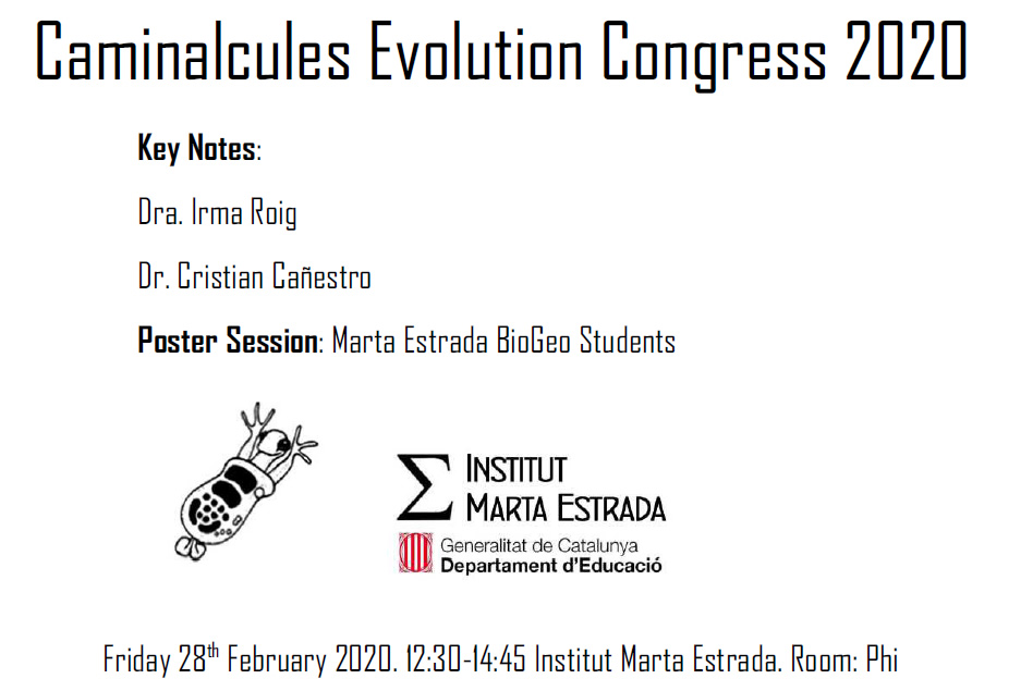 jdomenechca's tweet photo. Aquest divendres @InsMartaEstrada a les 12:30h celebrem el Congrés Científic sobre l'evolució dels #Caminalcules, amb @irmarovi i @criscanestro investigador@s en genètica, evolució i biologia molecular https://t.co/Cz0wQYy41b #ProyectandoBioGeo https://t.co/IpyNgzNV8x