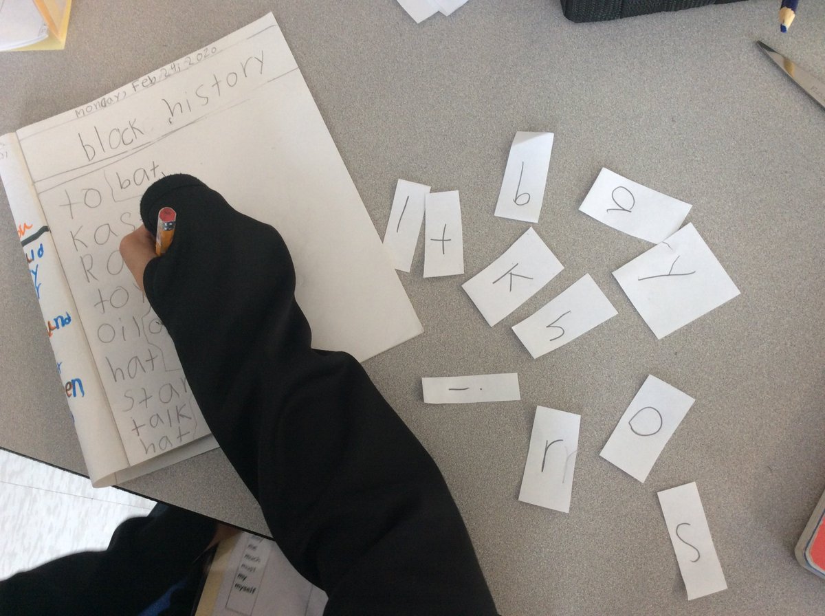 Solving an anagram puzzle.  How many new words can you find hidden in the words "black history"? <a href="/DolsonPS/">Dolson Public School</a>