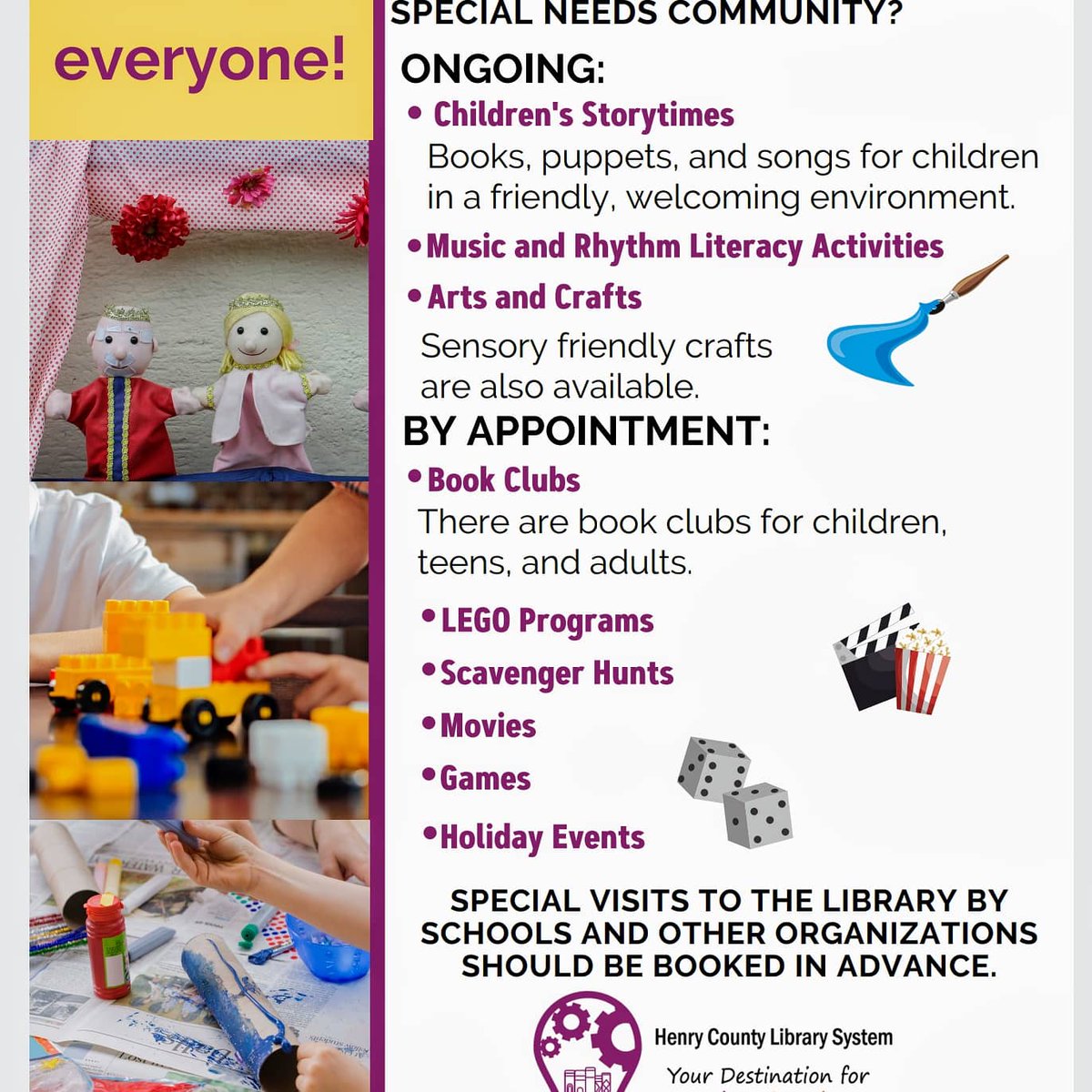 HParentmentors's tweet image. Special Needs Programming is available at Henry County Library Systems. #librariesforeveryone 
👍😊