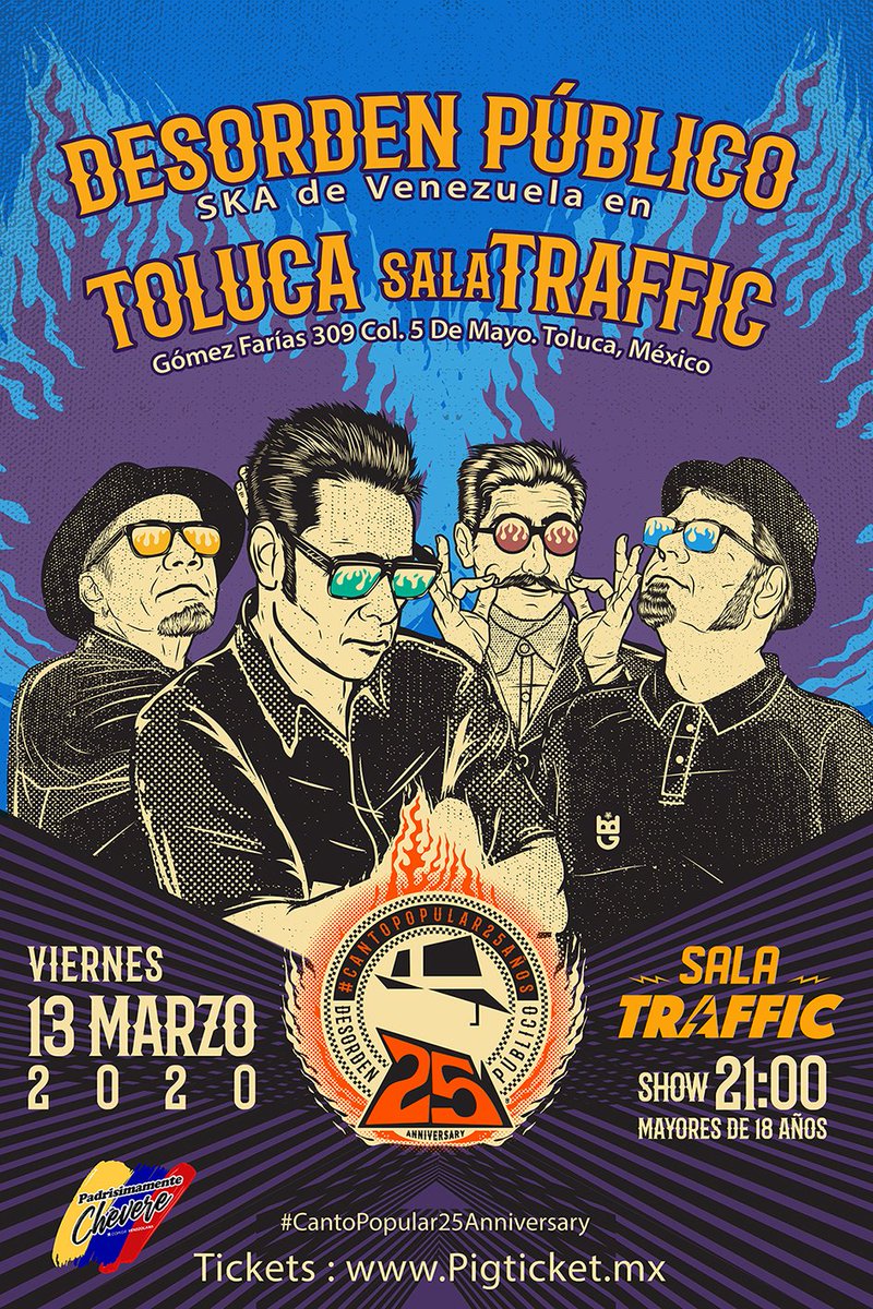 ¡ <a href="/desordenpublico/">Desorden Público</a> en la <a href="/SalaTraffic/">Sala Traffic</a>!
13 de Marzo
21:00hrs / +18 / Boletos en <a href="/pigticket/">Pigticket</a>