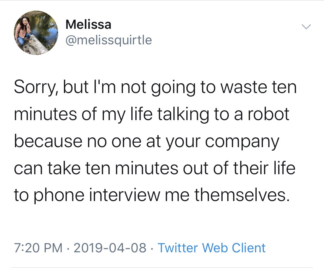 HRTalentIQ's tweet photo. @MikeTownsend28 I see that more and more these days. It’s lazy automation and this is the feedback from candidates: https://t.co/iKV6EPtKrH