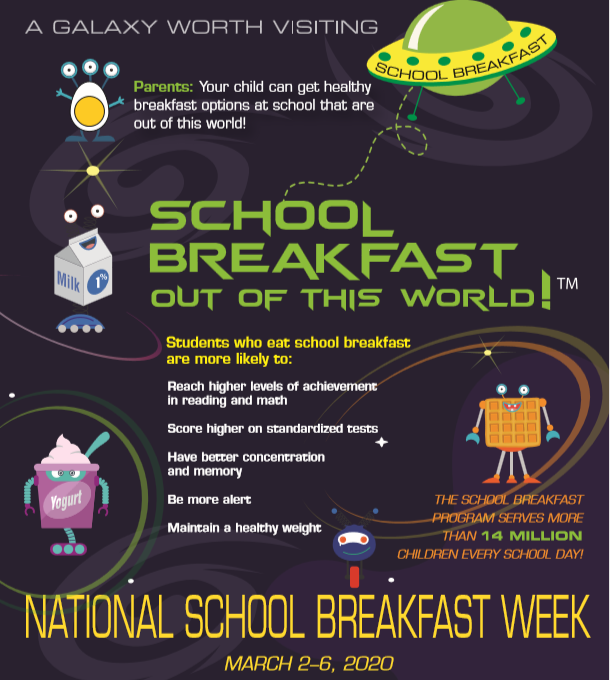 We will be celebrating National School Breakfast Week on March 2-6th! Our breakfast is out of this world delicious and healthy! We have special menu items planned for all of our students!  #theNEISDway #Nationalschoolbreakfastweek2020 #breakfastforall #mostimportantmealoftheday