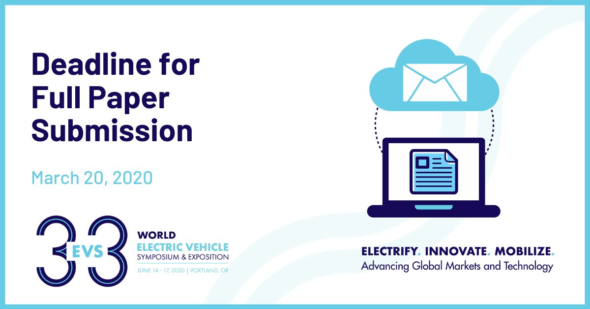 Calling all abstract submitters. ☎️ The deadline for full paper submission is right around the bend. Submit before March 20 ➡️evs33portland.org/program/call-f…

#EVS33PORTLAND #EVcharging #EnergyStorage #ElectricVehicles #EV #CleanEnergy