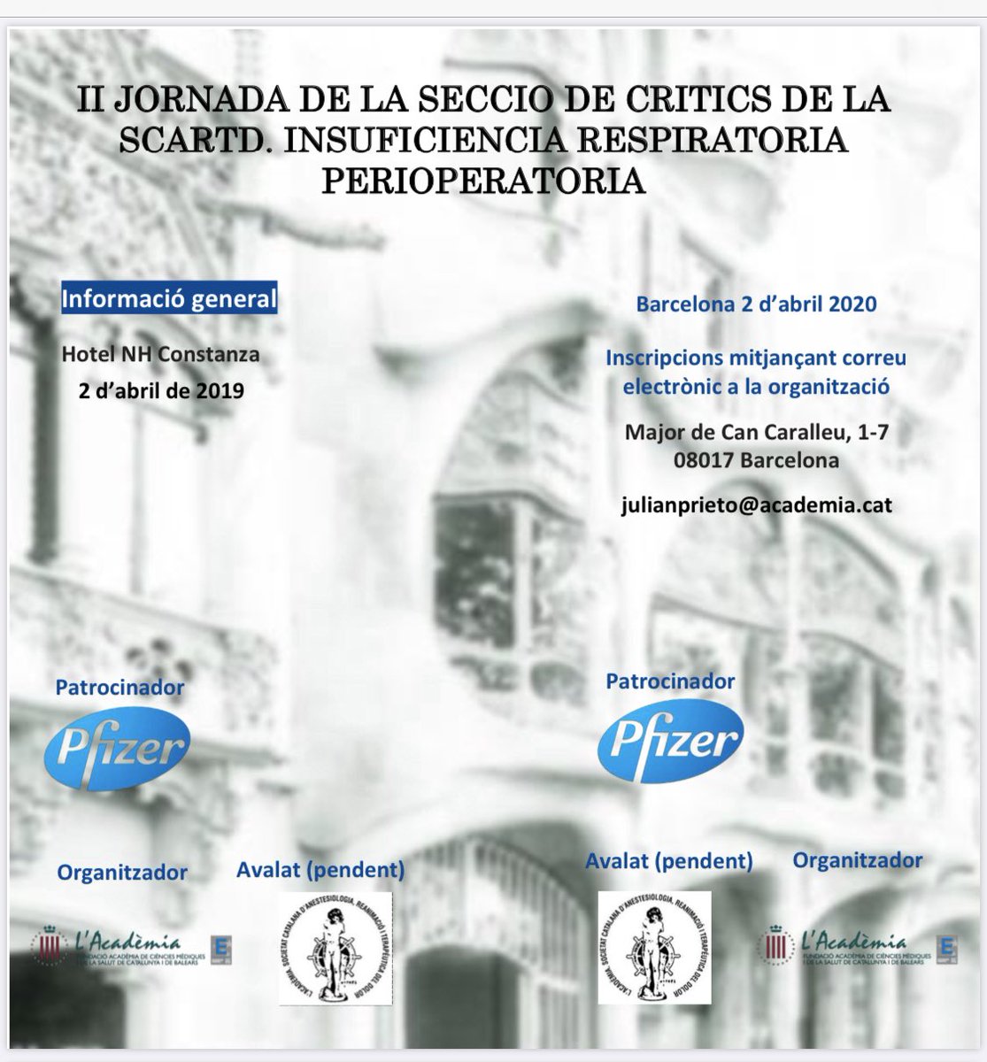 criticscartd's tweet photo. 2 Abril, save the date! ☝️ Contentos de anunciaros la IIa Jornada @criticscartd @SCARTD_ACM sobre #insuficienciarespiratoria #perioperatoria, os esperamos a tod@s, #adjuntos y #MIR #anestesia #reanimacion, gratiuta, con plazas limitadas y un programa y ponentes que prometen!! https://t.co/KlNl1hswAu