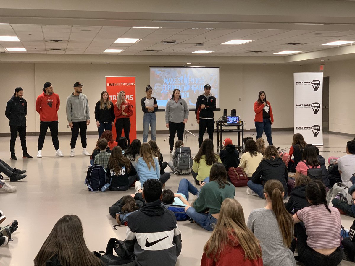 SAIT_Trojans's tweet photo. Giving back.
Current and former Trojans spoke last week to nearly 100 students about the importance of mental health and wellness at the My World Conference, a Middle School Leadership conference at Genesis Centre.
#SAIT #WeAreTrojans https://t.co/RO8ZpLsbff