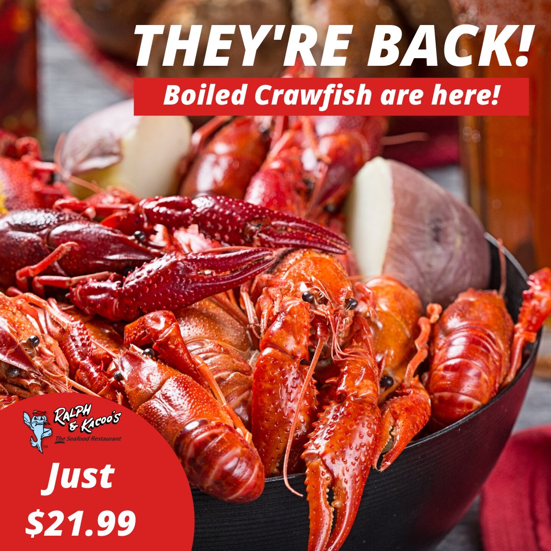Have you gotten your hands on any yet? Get your fix at Ralph &amp; Kacoo's. For just $21.99, enjoy 3 lbs. of crawfish with corn and potatoes. 🦞️🙌 Subject to availability, while supplies last.