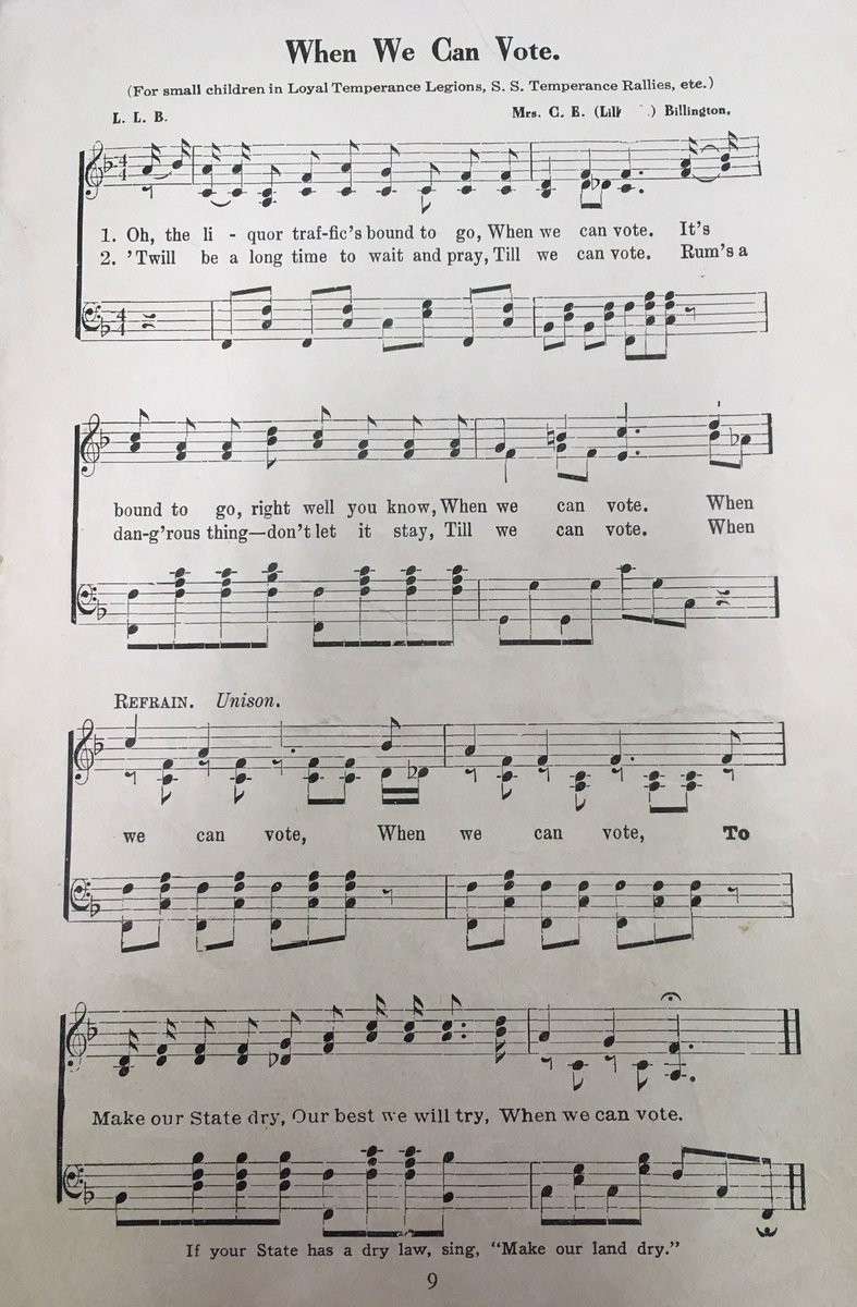 cac_bgsu's tweet photo. Selections from a circa 1928 Loyal Temperance Legion songbook. The Loyal Temperance Legion was the children's branch of the Woman's Christian Temperance Union.
#Temperance #LTL #HumpytheCamel #FromTheArchives https://t.co/ojxBk55Cp7