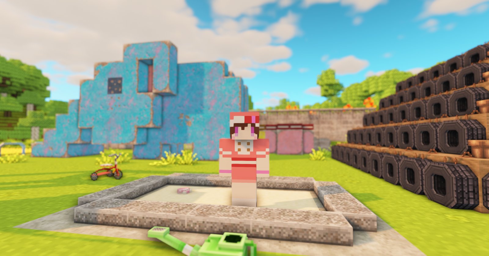 みゅーず 路地裏mod で公園を作ったよ W 象さん滑り台のブロック ピンクが入っててめちゃくちゃかわいい ブランコでかい Mizunos16craft も使っています T Co U97ldfdycp Twitter