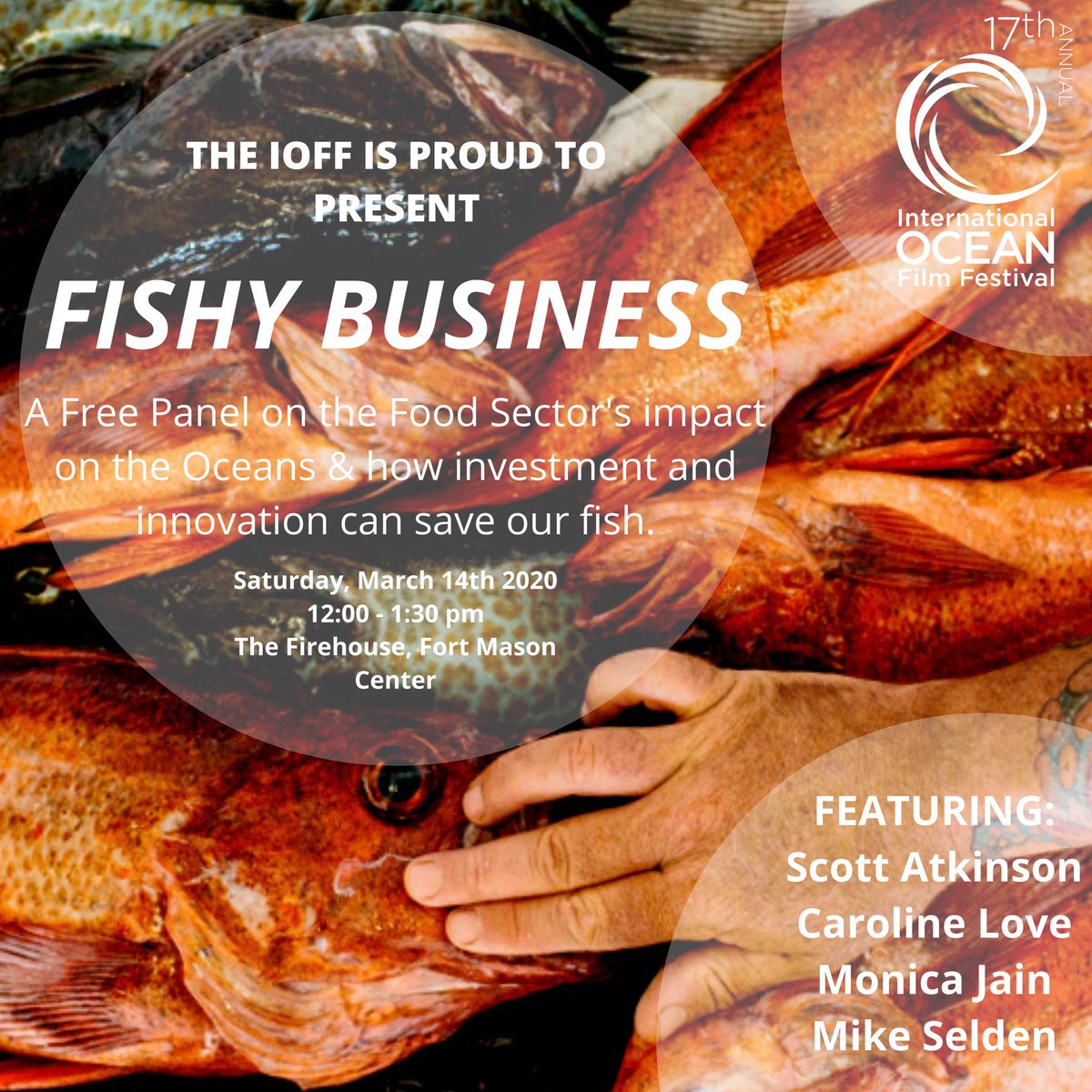 How can the food sector impact the ocean &amp; how can innovation can save fish? FREE panel 12 PM 3/14 w/ Scott Atkinson of @HSIItweets, Caroline Love of The Game Changers <a href="/gcmovie/">The Game Changers</a> , Monica Jain of <a href="/fish20org/">Fish 2.0</a>, &amp; Mike Selden of <a href="/finlessfoods/">Finless Foods</a>. 🍛🌮🥗 for 🐠🐟🦐