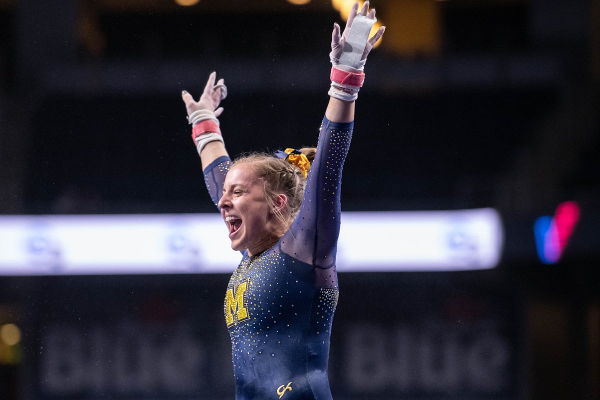 UMichWGym's tweet photo. Sophomore @AbbyHeiskell had a lot to be excited about after scoring a career-high 9.925 on vault and beam at Elevate the Stage. #GoBlue https://t.co/K3wZTY4PHV