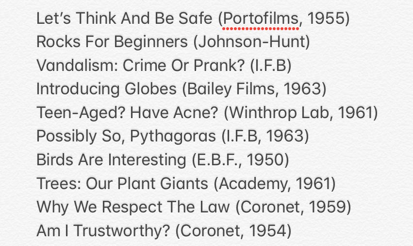 rarerborealis's tweet photo. I found a vintage catalogue of educational films for rental in NYC; these are some of my favorite titles https://t.co/rjKcrSJQy4