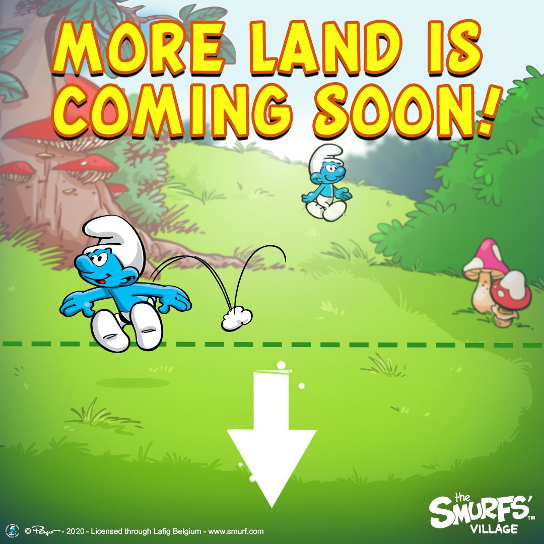 🍄You asked for it, and we listened! A new vertical (Southern) premium land expansion is coming soon to the #SmurfsVillage Main Village for you and your #Smurfs!