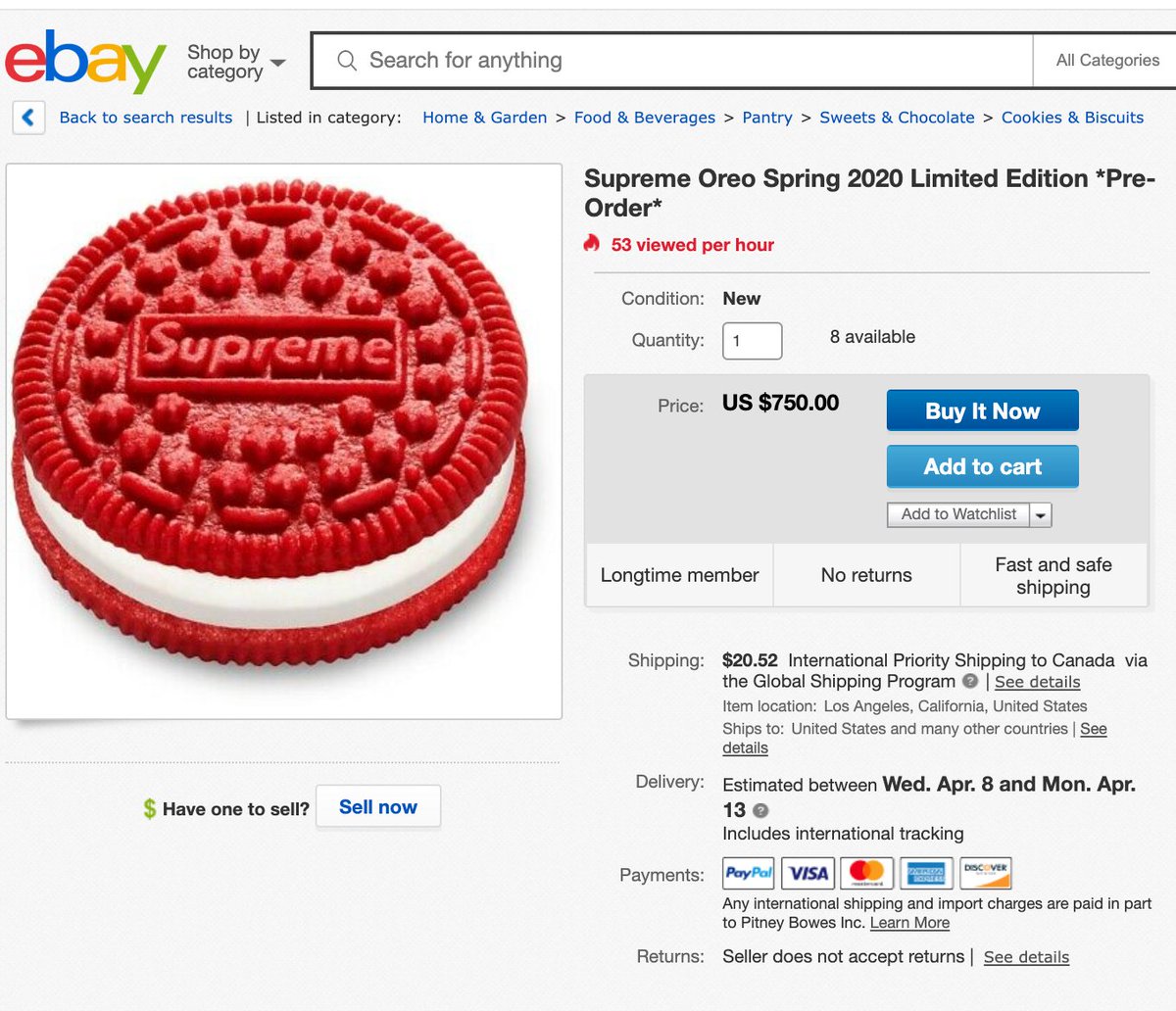 Supreme &amp; Oreo partner up to release a limited edition cookie. 

Some will say it's a bit extra. And It is... 🤣

BUT... It's gotten them press. It's gotten people talking. And some are selling on eBay for $750. There's a lesson here for marketers:

Embrace collaboration. 🤝