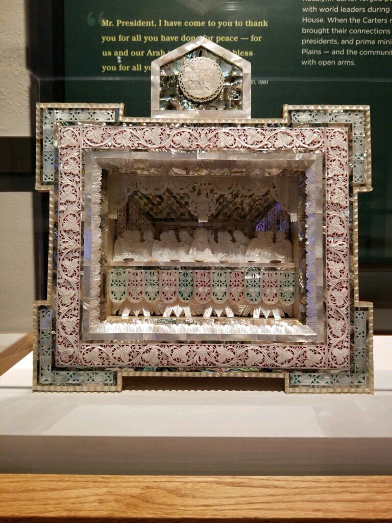 In 1997 Palestenian Authority Pres. Arafat brought this sculpture of Da Vinci’s The Last Supper to Plains. He presented it to Pres. Carter at Maranatha Baptist to thank him for his efforts to bring peace to the Middle East. On exhibit at our renovated Plains High School museum!