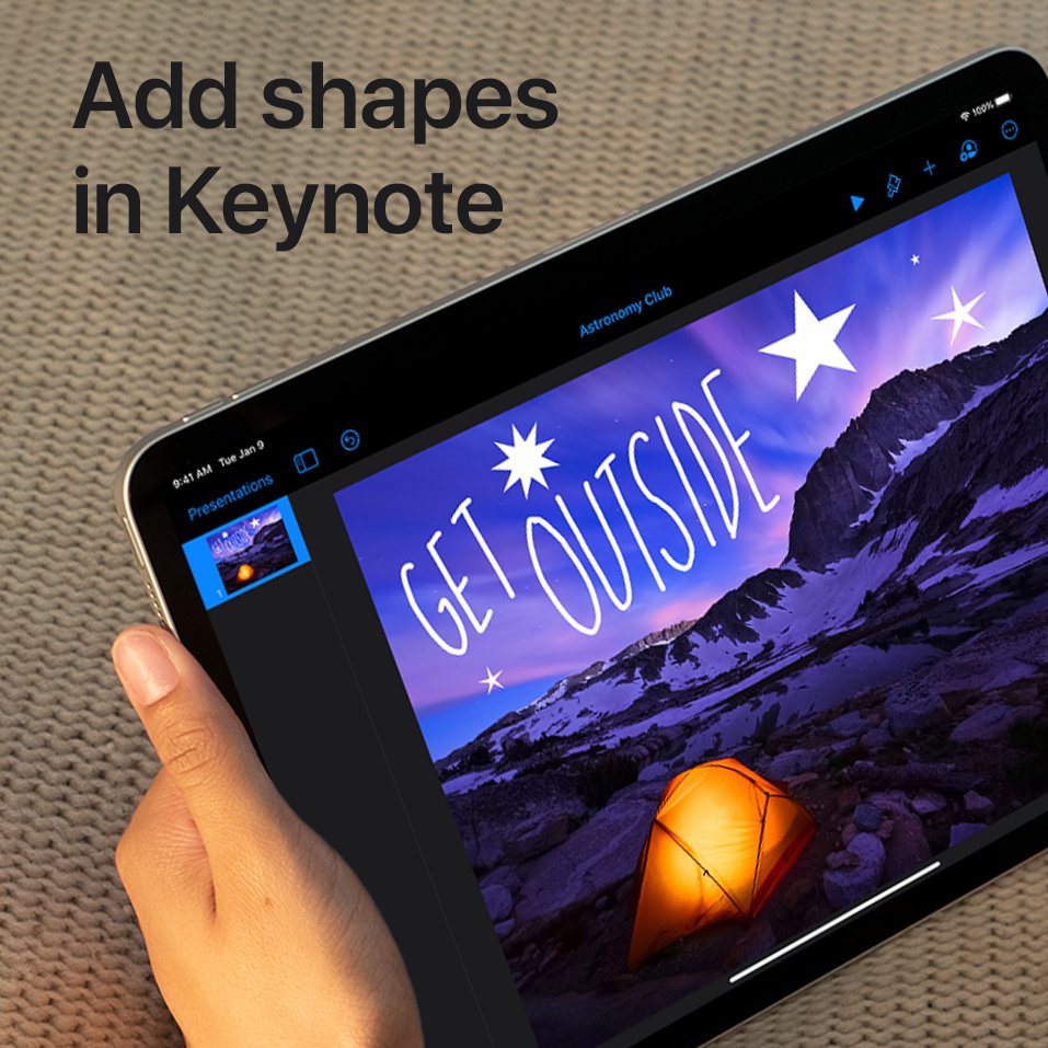 Add shapes in Keynote.