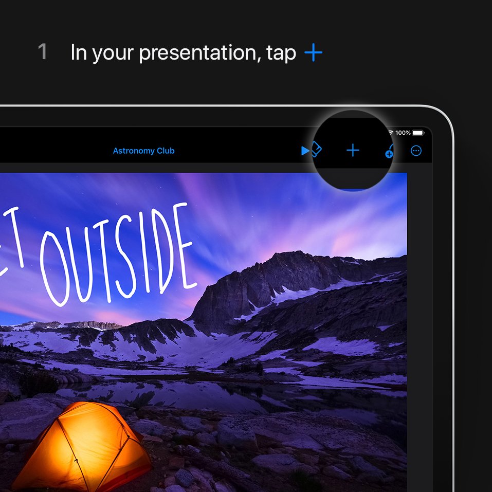 Step 1: In your presentation, tap the plus sign.