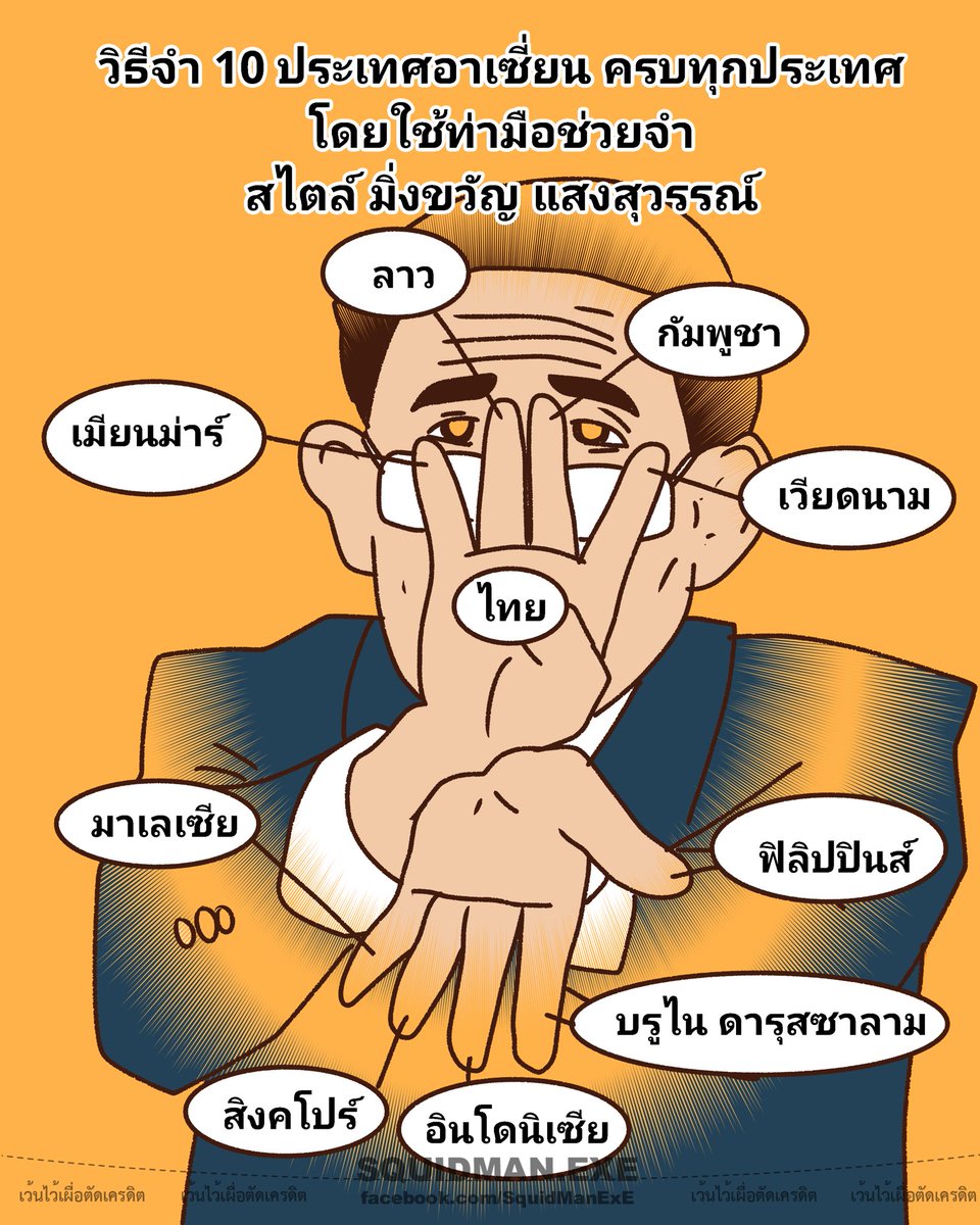 squidmanexe's tweet photo. ยอมใจวิธีสอนจำ สไตล์ #มิ่งขวัญ...

กลับมาดูคลิป #อภิปรายไม่ไว้วางใจ มาเจอช็อตทำมือสอนท่องจำ 10 ประเทศอาเซียนพร้อมตำแหน่งตอนบนและล่าง ให้ไทยอยู่ตรงกลาง โดยใช้มือช่วยจำวิธีนี้แล้ว...

จากที่เคยจำยาก ทำให้จำง่ายขึ้นมาโด��ทันทีเลย!!! https://t.co/8pBN81t2Nq