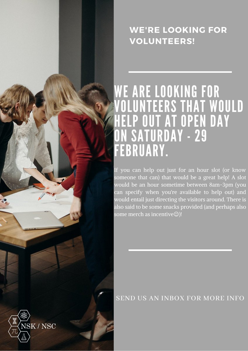 Want to help out at open day? HIT US UP!