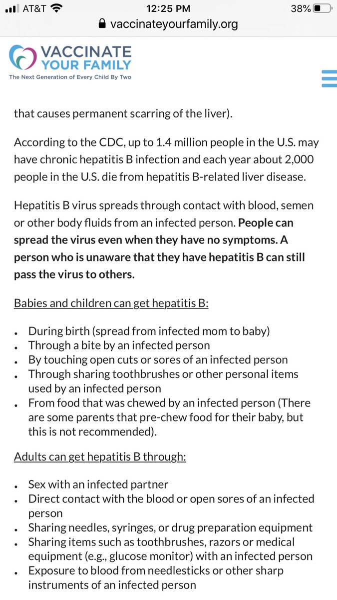 Amy Pisani, VYF Exec Dir (@vaxyourfamily) on Twitter photo Hepatitis b is not only sexually transmitted which is why babies are vaccinated at birth. Know what you are saying before making public statements <a href="/SenHSomers/">Heather Somers</a> Hepatitis b is not only sexually transmitted which is why babies are vaccinated at birth. Know what you are saying before making public statements <a href="/SenHSomers/">Heather Somers</a>
