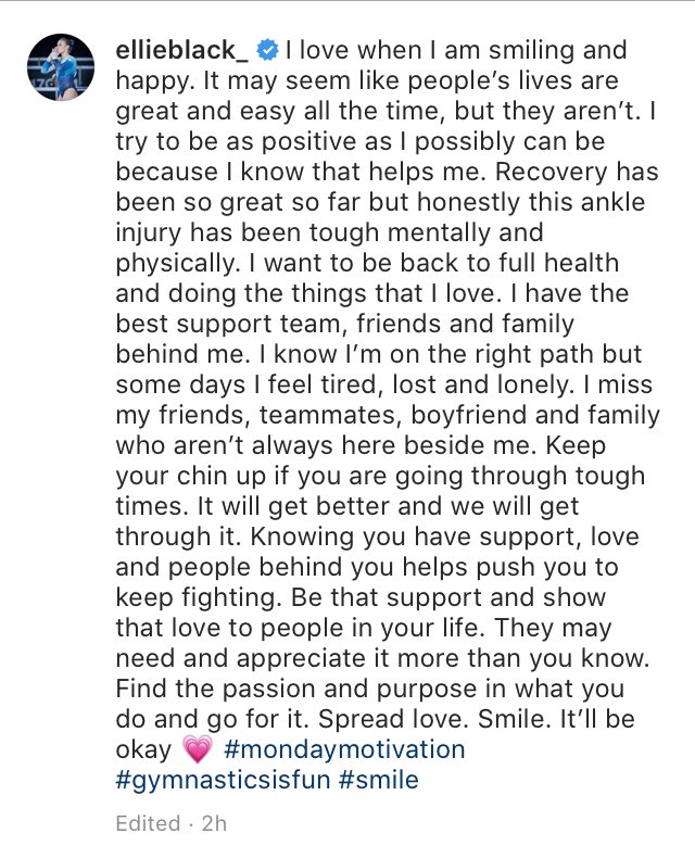 thegameismental's tweet photo. This is why @EllieBlack_ is one of the athletes I admire the most.

Her willingness to provide insight while recovering from a serious injury is a mark of real strength.

It’s an outlook her peers in gymnastics have said helps them.

A genuine inspiration and role model 💪🏻🇨🇦☺️ https://t.co/fWxHocbW9B