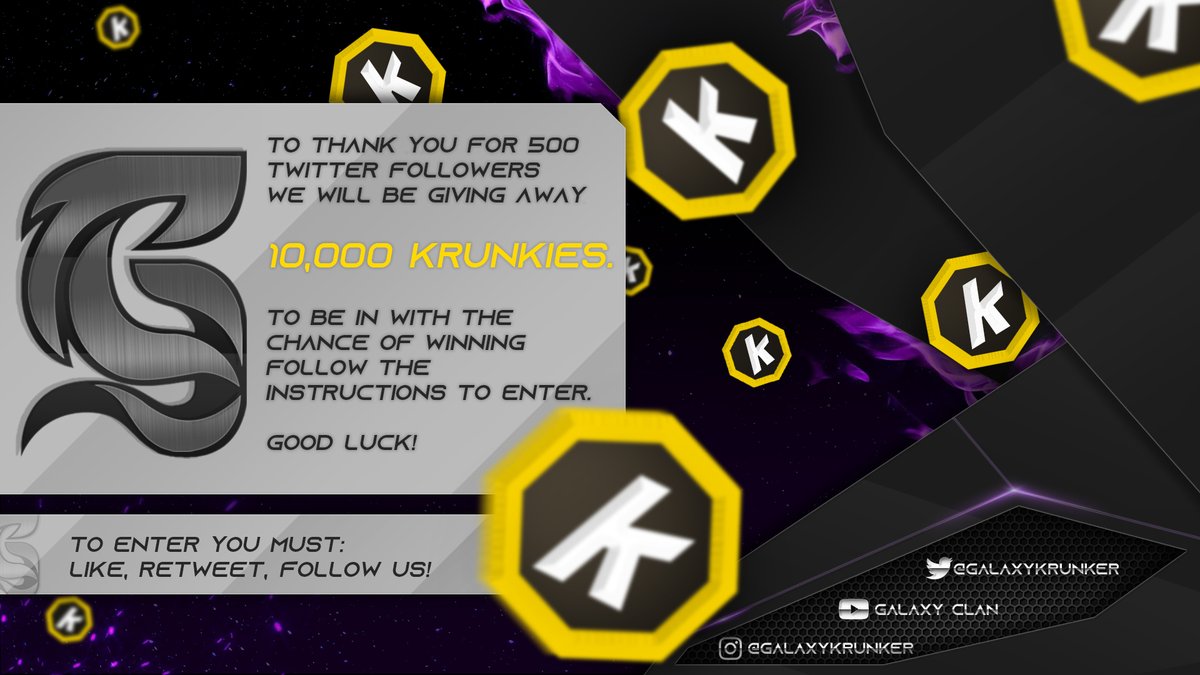 Hey! As a thank you for helping us reach 500 twitter followers, we're hosting a giveaway of 10k KR. To participate you must like and retweet this post and follow our twitter. The giveaway winner will be rolled at 28.2

Good luck everyone!