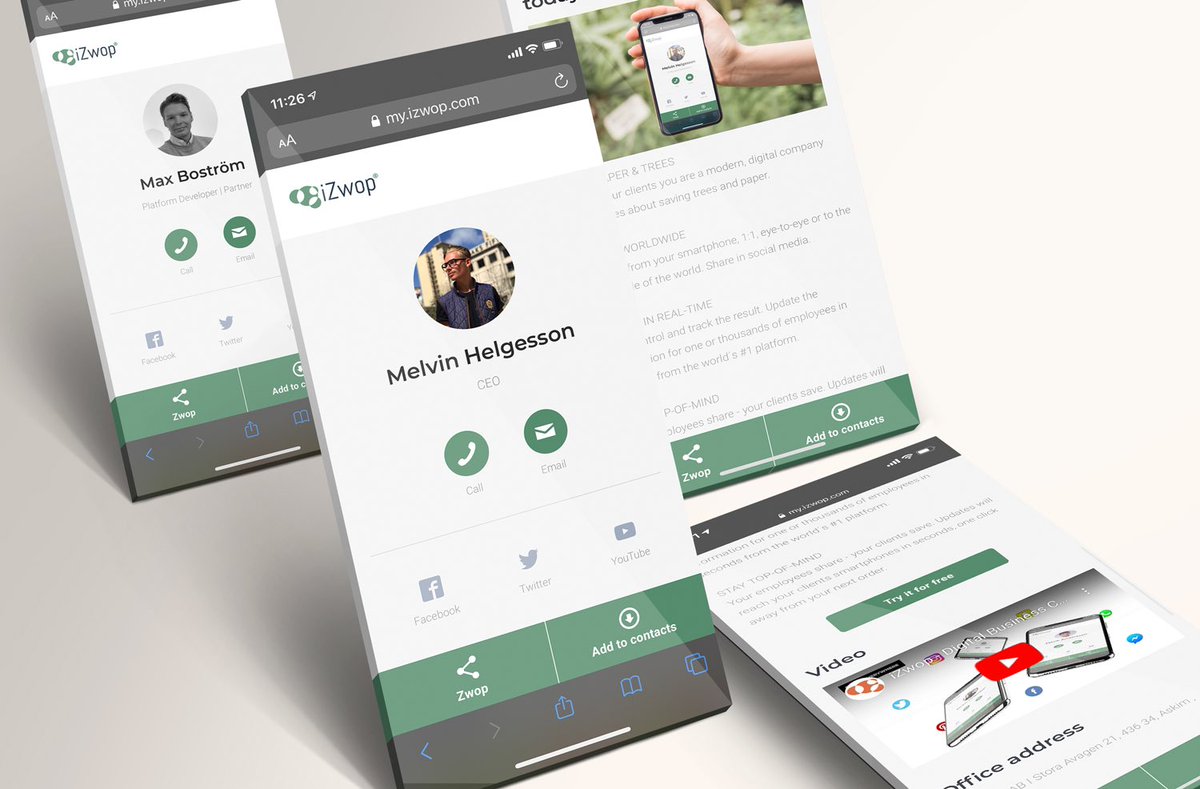 iZwopCard's tweet photo. It’s never been easier to share your business details, save paper, trees and CO2 at the same time.

Try the new, digital business card in your smartphone for free: https://t.co/dRW6splRwt

 #smart #digital #ecofriendly #izwop #21stcenturybusinessnetworking https://t.co/UOp8tIQyFB