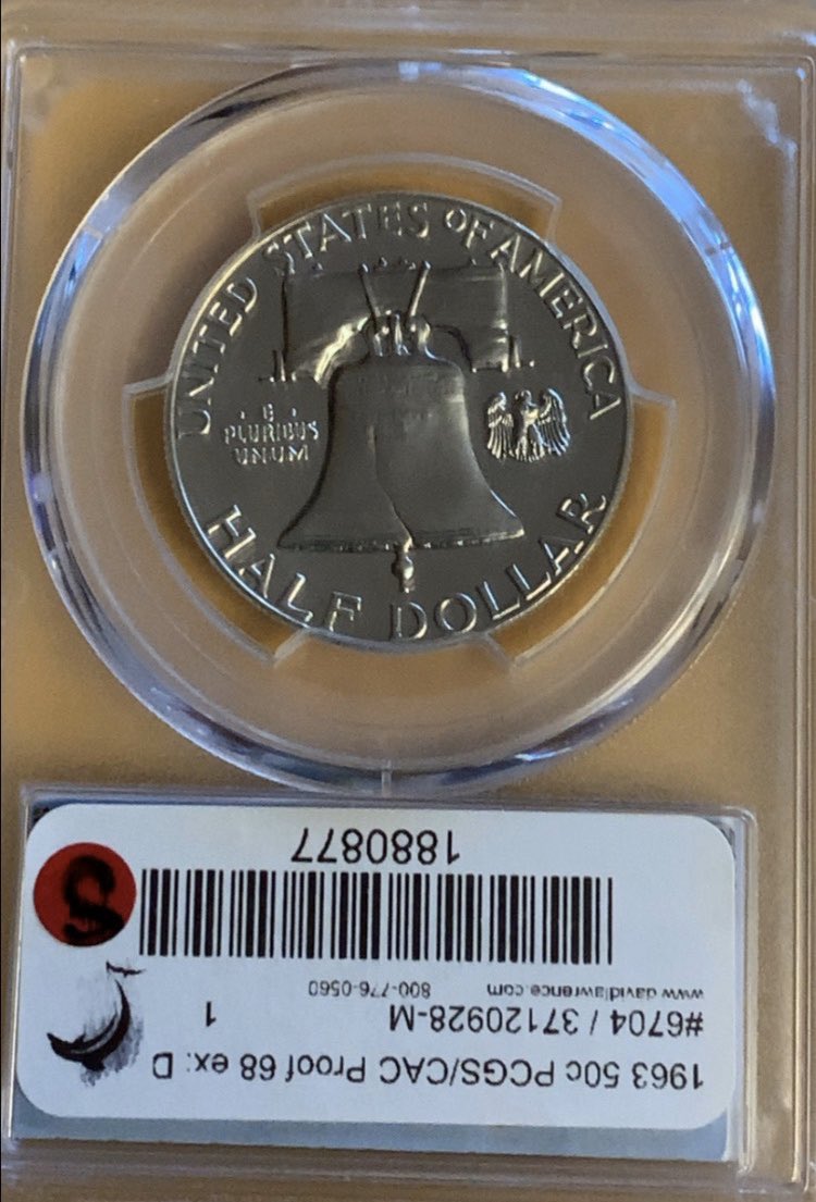 andrewcareaga's tweet photo. Winner winner! I won this sweet 1963 proof Franklin half dollar in a recent @CoinWeek contest. If you collect coins, you should check it out. #coins #coincollecting #silver #silverhalfdollar #franklinhalfdollar #numismatics #numismatist #coinnerd #coinweek https://t.co/PbJYQ5wNut