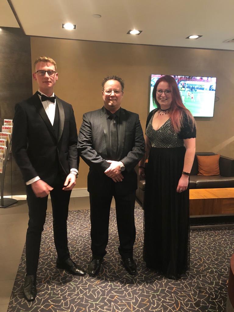 KnightRigging's tweet photo. And the award for best dressed goes to #teamKRS Sven Knight looking the part with Apprentice Rigger Joe Evans & Jenny Rycroft our Warehouse Supervisor @tpimagazine awards tonight. Good luck to everyone shortlisted. We’re up for Favourite Rigging Company & Rigger of the Year. 🤞 https://t.co/ITLbwWd2td