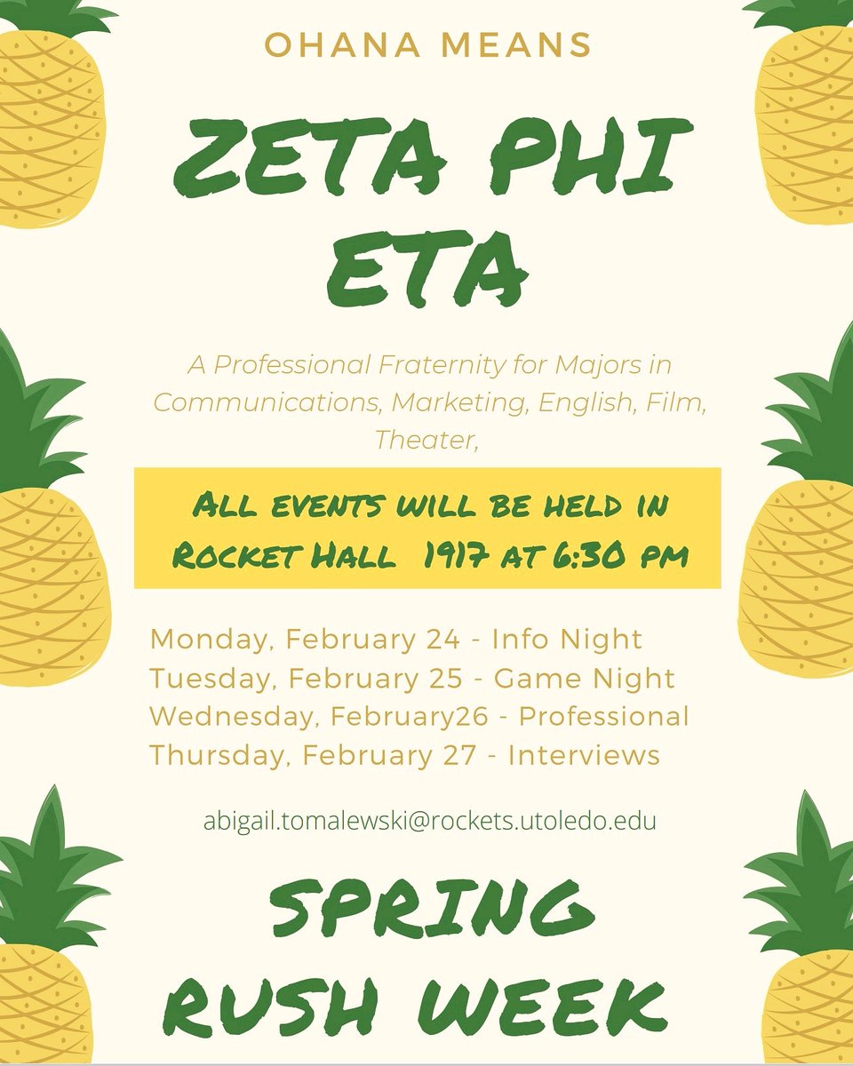 It's Information Night! Join us to learn more about Zeta Phi Eta and get free food!