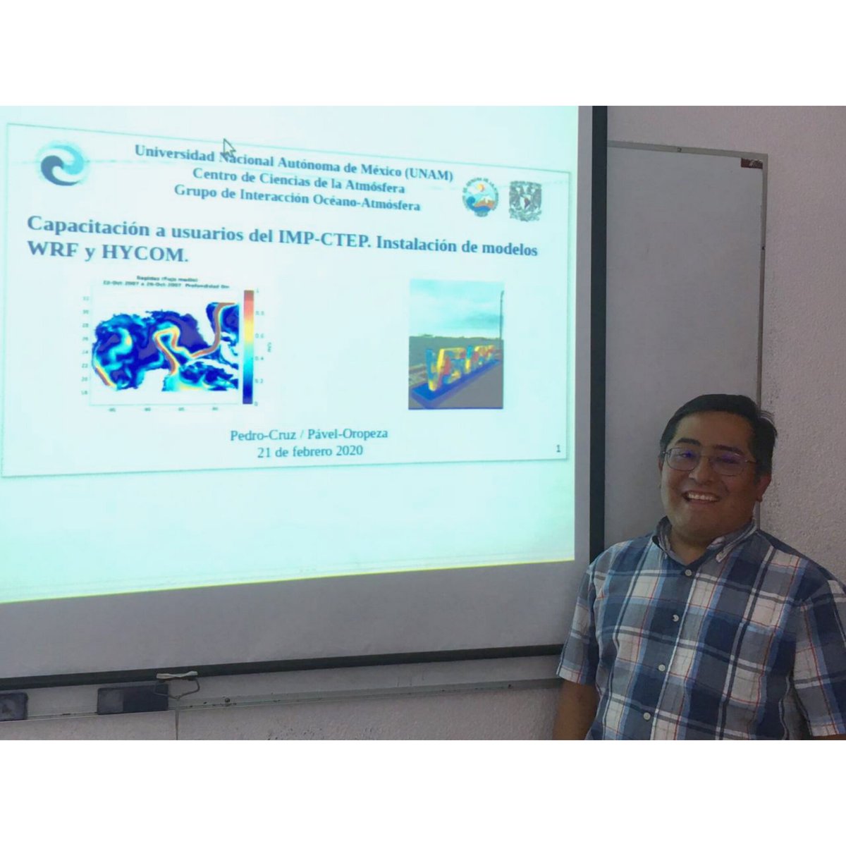 GrupoIoa's tweet photo. Retomando nuestros #viernesdeseminario , Pedro Cruz y Pavel Oropeza nos contaron lo que se vivió en la capacitación a usuarios del #IMP #CTEP para la instalación del modelo #WRF y #HYCOM , por parte del #grupoioa . https://t.co/AFi66Ry7au