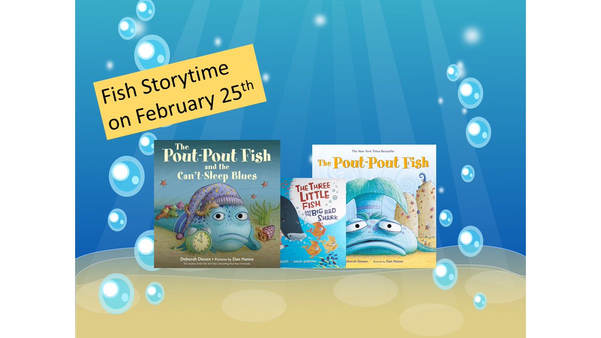 barbarabushlib's tweet photo. Something's FISHY about this week's storytime, we have to DIVE right in! Swim on in to Ms. Maryam's Preschool Storytime tomorrow, Tuesday, at 11 AM! 
.
.
#fishing #ocean #water #storytime #preschool #tuesday #tuesdayprogram #poutpoutfish #community https://t.co/w3EpfY73xy
