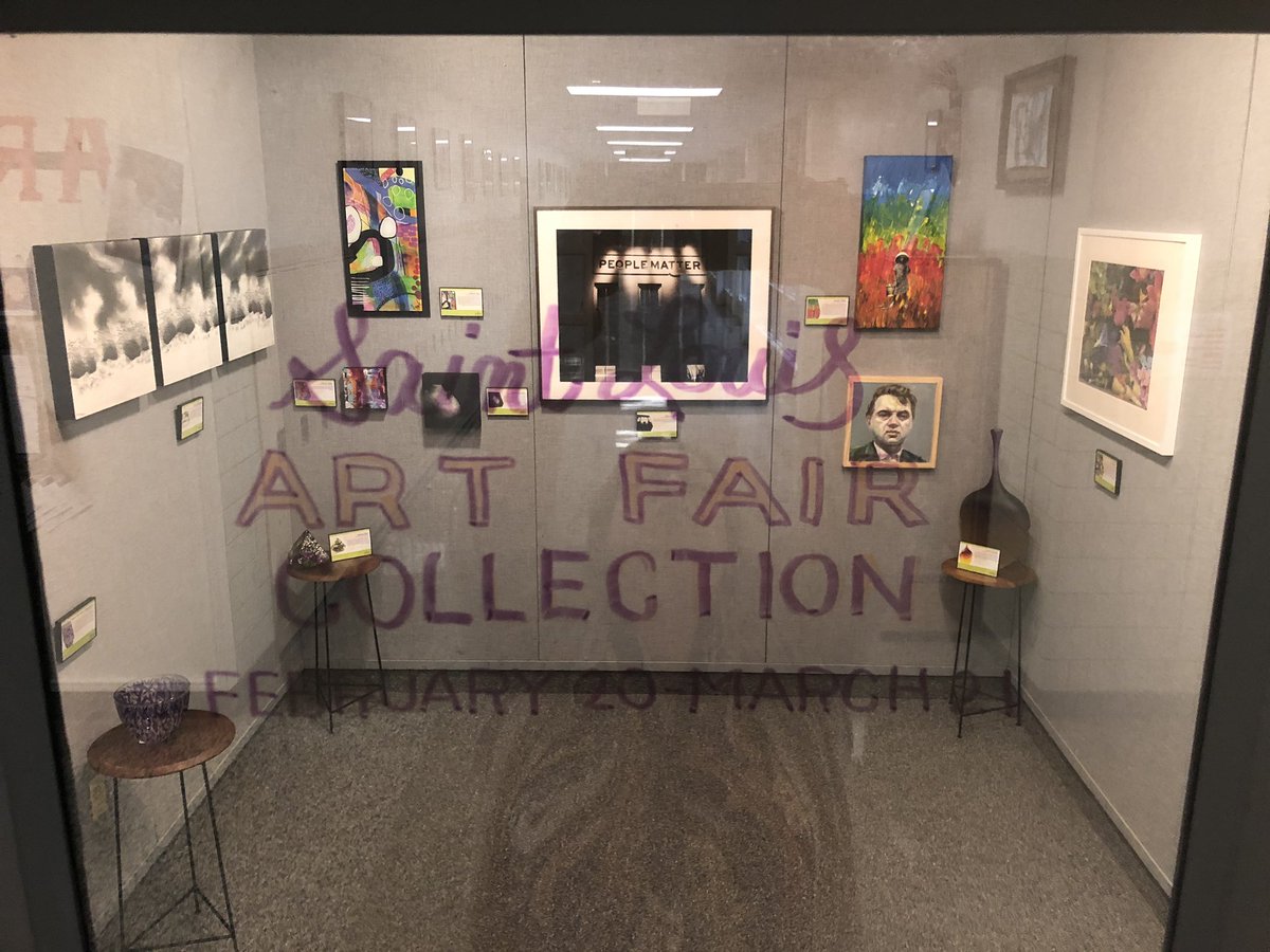 KHS_VisualArt's tweet photo. Check out new the @STLArtFair  Traveling Exhibit of professional art purchased by students from local schools. Feb 21-Mar 21 in the JD Gallery @KirkwoodHS https://t.co/htSyfqPGS6