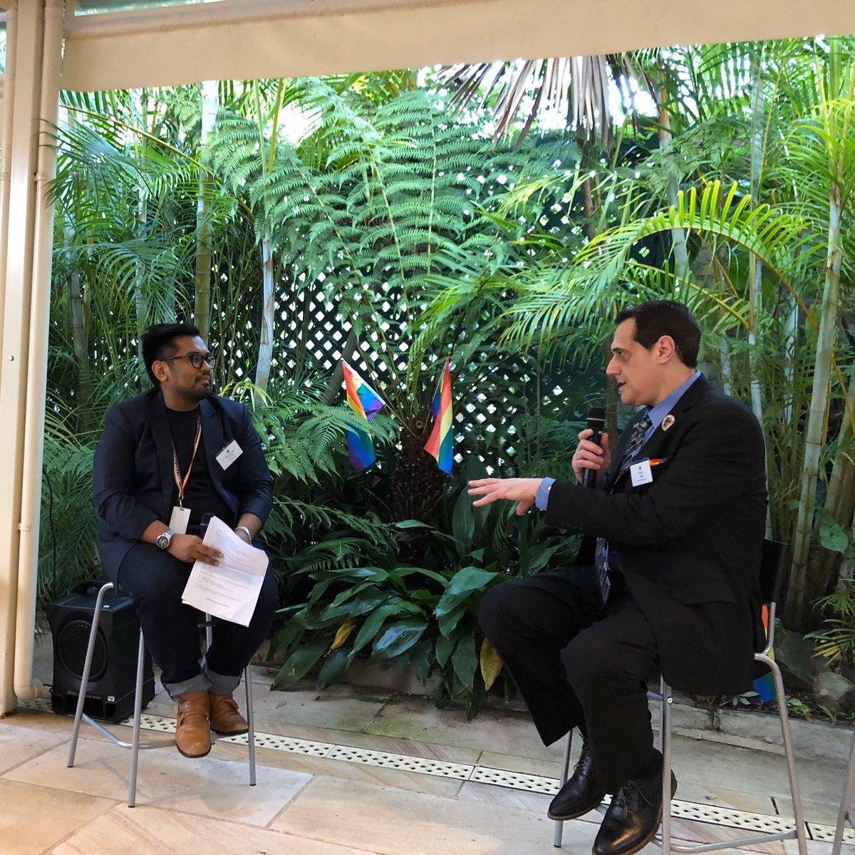 Fantastic to interview <a href="/StuartMilk/">Stuart Milk</a>, the President of <a href="/HMilkFoundation/">HarveyMilkFoundation</a> last night. We spoke about what #LGBTI #intersectional #leadership looked like,  power of #visibility and progressing together as one community. Thanks to our co-host, <a href="/USConGenSydney/">US Consulate General Sydney</a> 😘 Happy #MardiGras2020
