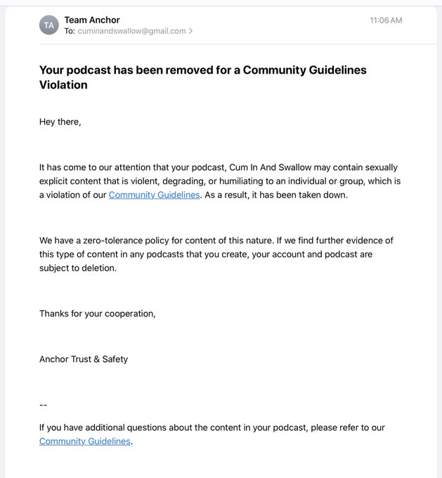 My podcast got taken down ... as usual I violated community guidelines or I pissed somebody off. Either