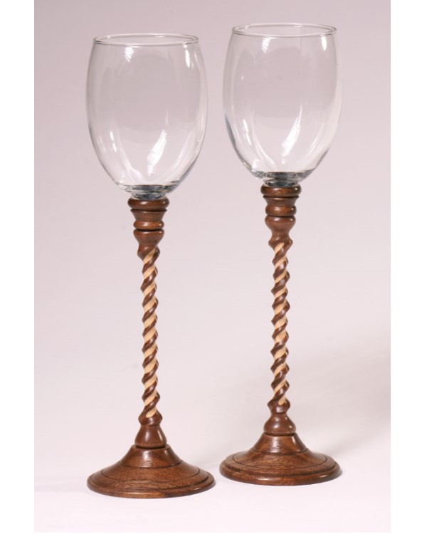Member Gallery Turning of the Week"
"Twisted Stem Goblets" by John Lucas
"Just having fun re learning to do twists. I'm doing a demo for our club and haven't done any twisted pieces in a while. I also got a new drill bit that makes it possible. I used an aircraft drill."