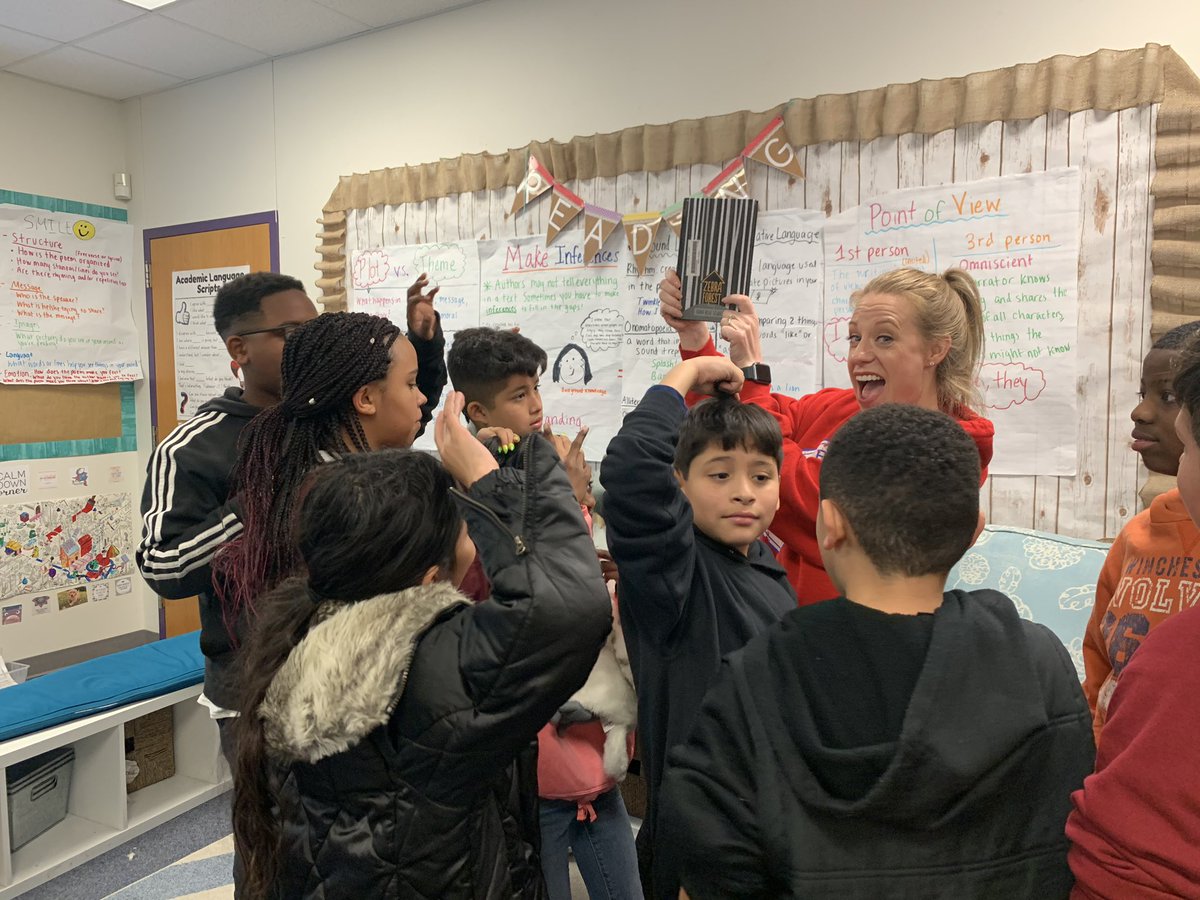 This is what book talks are for! <a href="/KWarrington411/">Kelly Warrington</a> coming into our classroom every other week gets my kids pumped about books they never thought they’d like!! #booktalks #finchfalcons