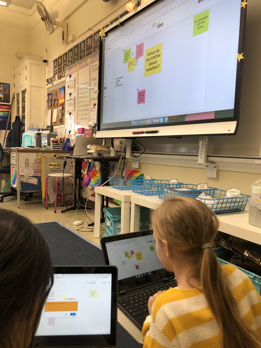 Using #GoogleJamboard to kick off our weather unit and share some great student thinking! Thanks <a href="/Mrs_Hgrade5/">Dani Haggerty</a> and <a href="/5MissCunningham/">Brigid Cunningham</a> for the inspo at #techsplash this summer!